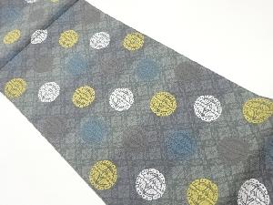 向かい昆虫に花菱模様織出し袋帯